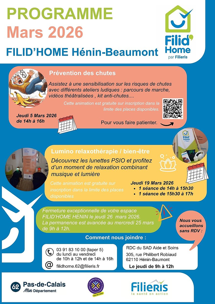 Affiche du programme Filid'home à Hénin-Beaumont de mars