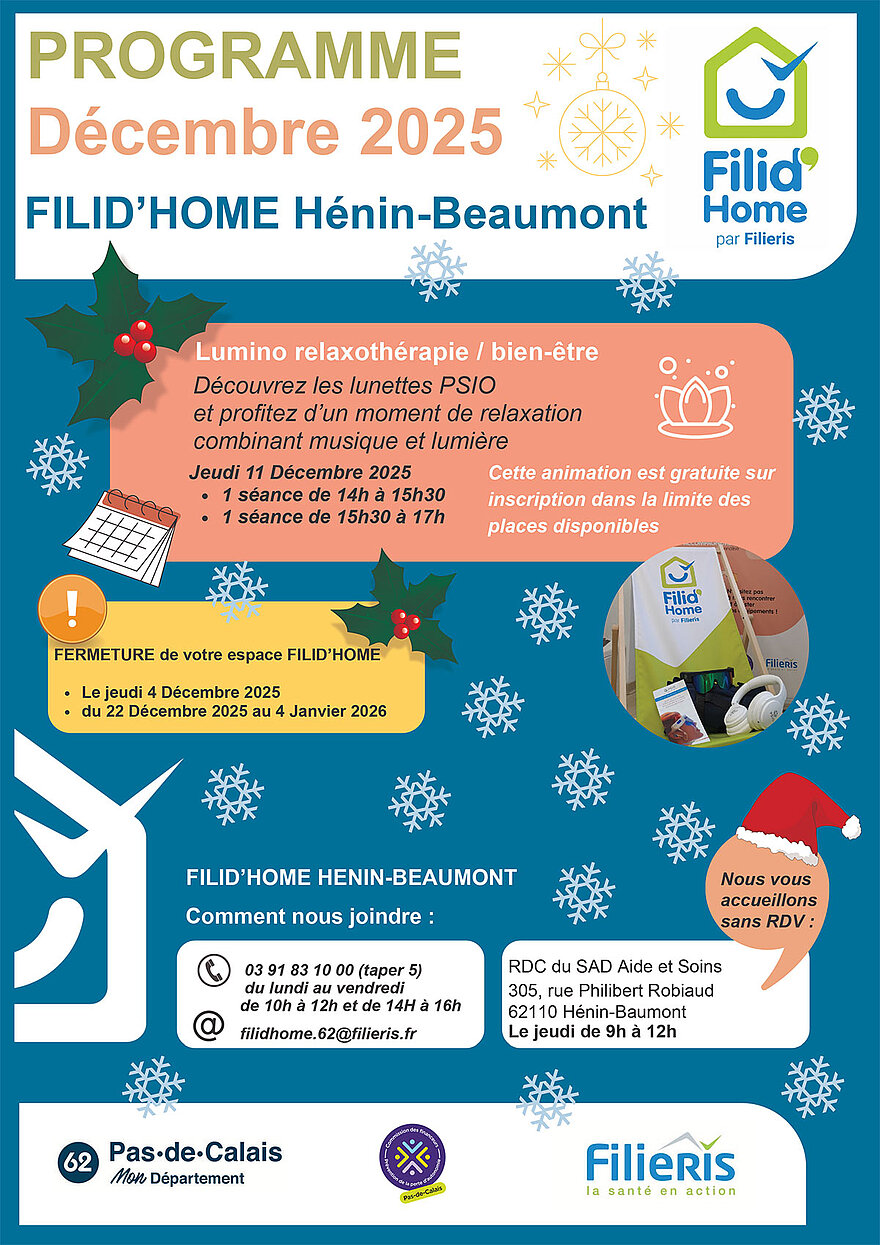 Affiche du programme Filid'Home en décembre à Hénin-Beaumont