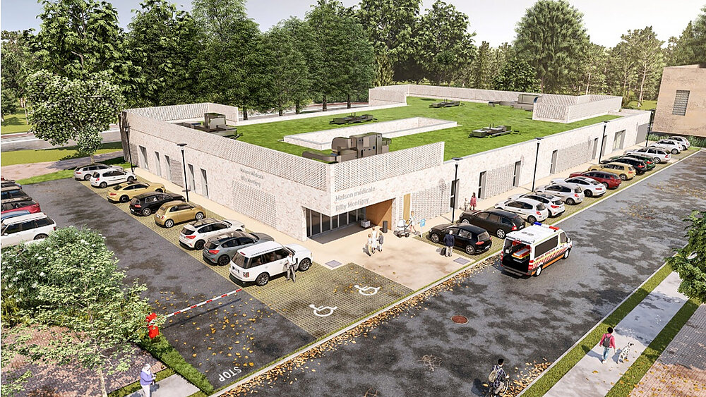 Vue aérienne d'une maquette du futur centre Filieris de Billy-Montigny