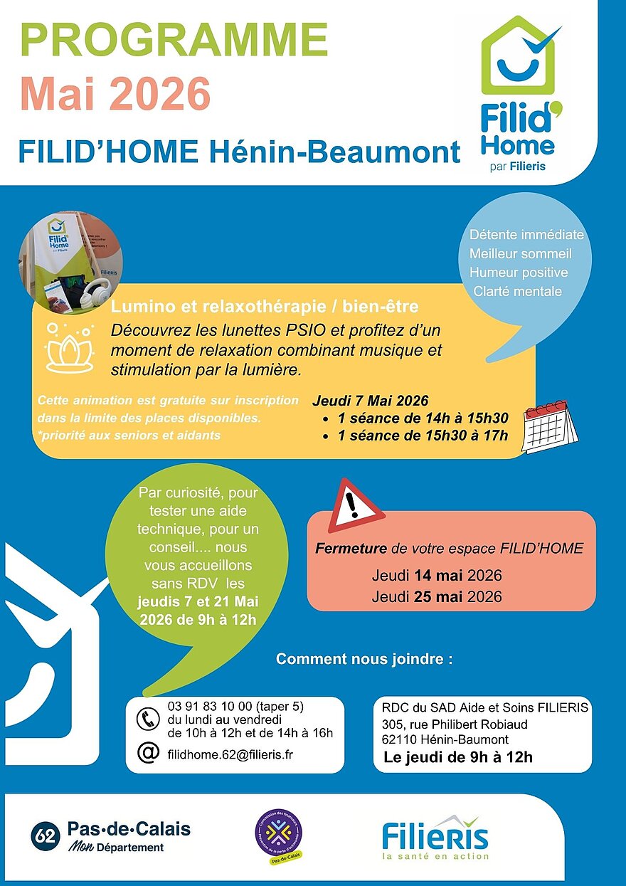 Affiche du programme Filid'home à Hénin-Beaumont de mai